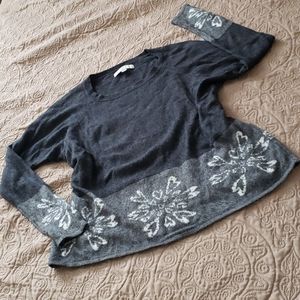 Loft Gray Two Tone Snowflake Sweater Small